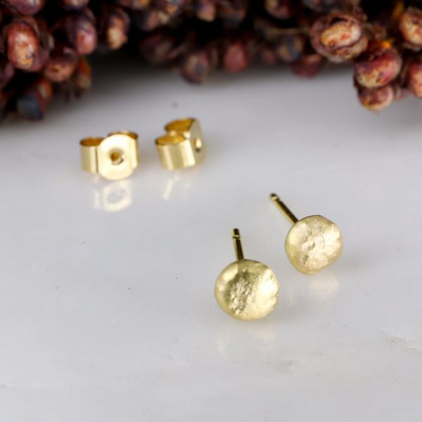 18ct yellow gold large molten earstuds